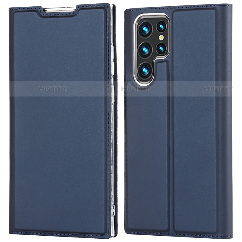 Custodia Portafoglio In Pelle Cover con Supporto D05T per Samsung Galaxy S21 Ultra 5G Blu