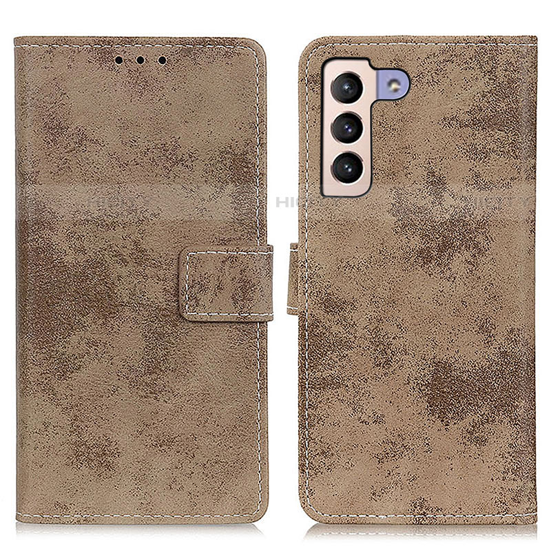 Custodia Portafoglio In Pelle Cover con Supporto D05Y per Samsung Galaxy S21 FE 5G Khaki