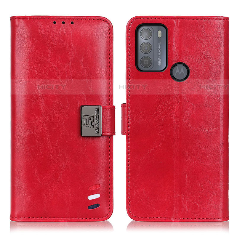 Custodia Portafoglio In Pelle Cover con Supporto D06Y per Motorola Moto G50 Rosso