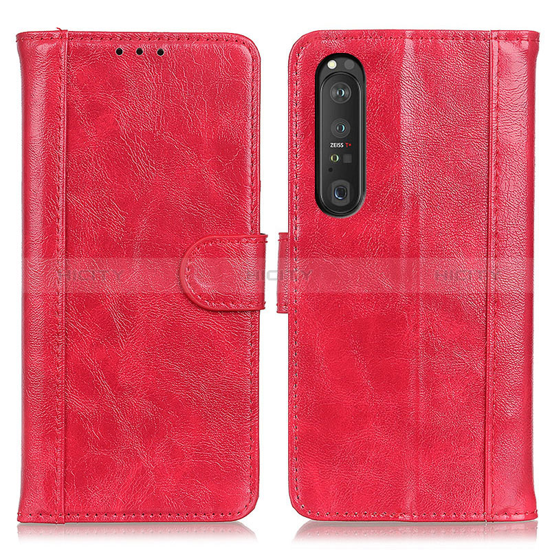 Custodia Portafoglio In Pelle Cover con Supporto D07Y per Sony Xperia 1 III Rosso