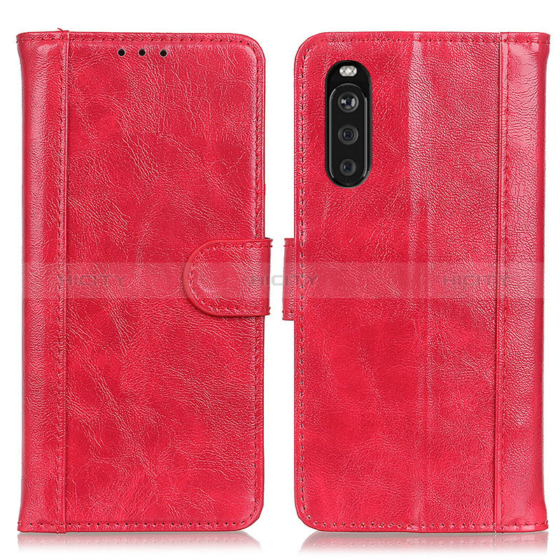 Custodia Portafoglio In Pelle Cover con Supporto D07Y per Sony Xperia 10 III Rosso