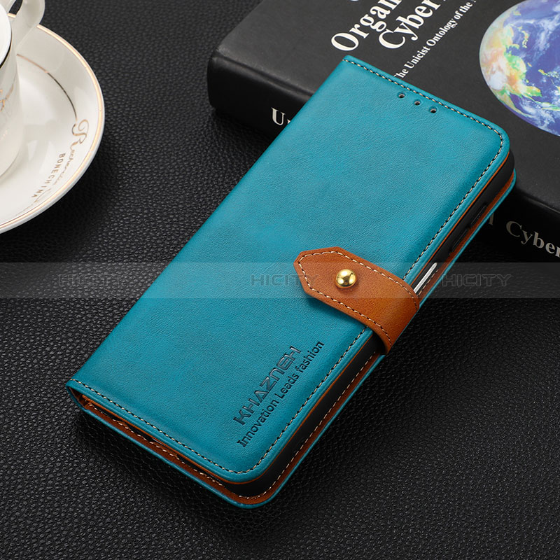 Custodia Portafoglio In Pelle Cover con Supporto D07Y per Xiaomi Redmi Note 13 Pro 5G Ciano