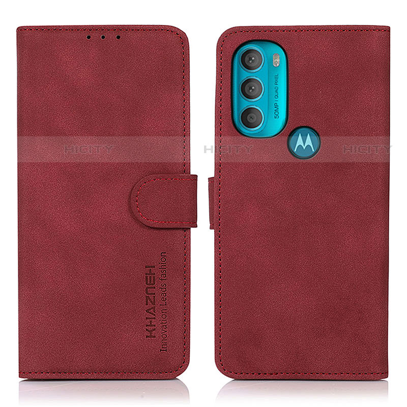 Custodia Portafoglio In Pelle Cover con Supporto D08Y per Motorola Moto G71 5G Rosso
