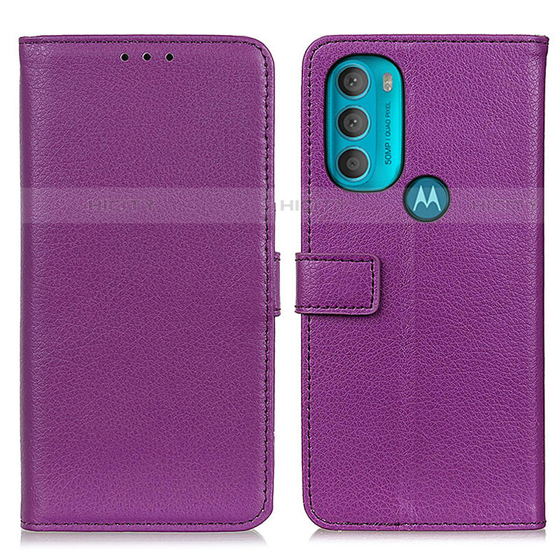 Custodia Portafoglio In Pelle Cover con Supporto D09Y per Motorola Moto G71 5G Viola
