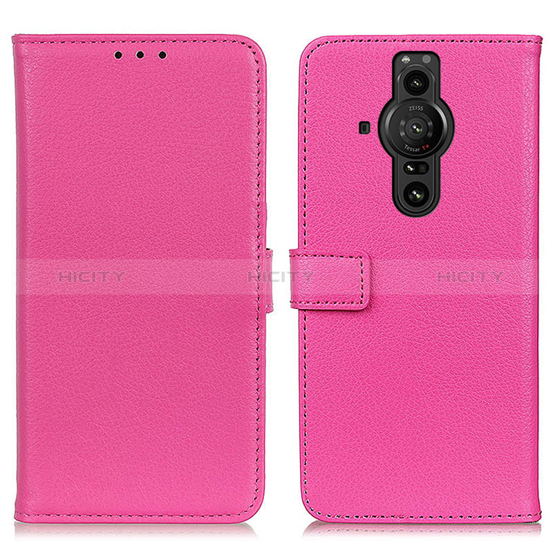 Custodia Portafoglio In Pelle Cover con Supporto D09Y per Sony Xperia PRO-I Rosa Caldo