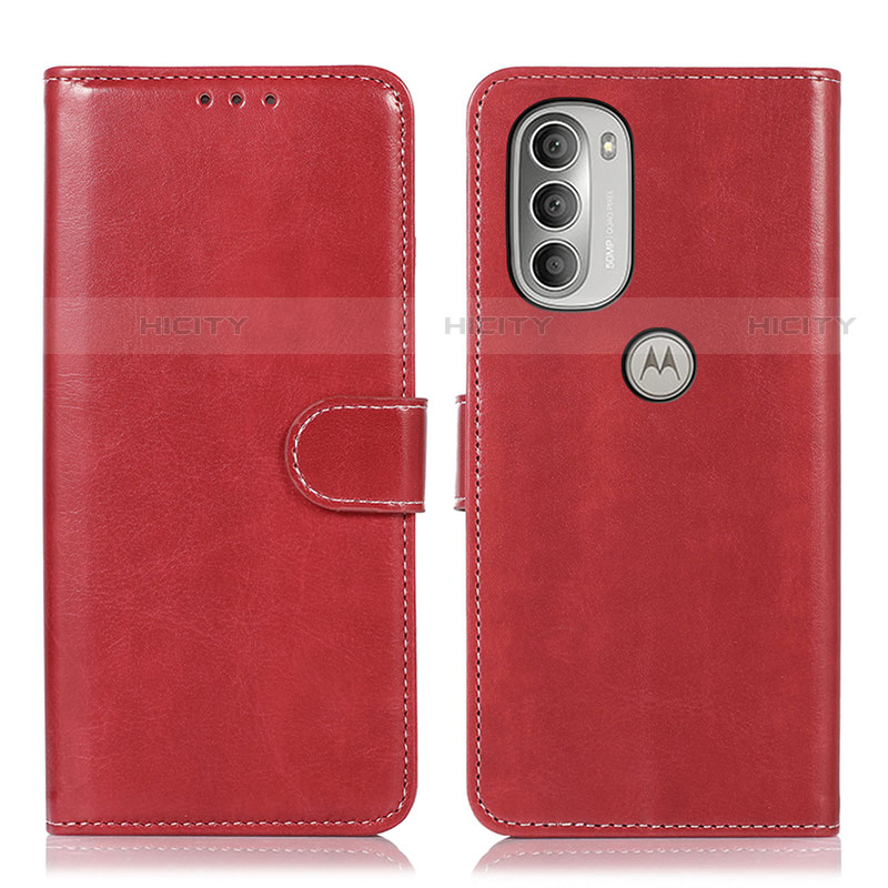 Custodia Portafoglio In Pelle Cover con Supporto D10Y per Motorola Moto G51 5G Rosso
