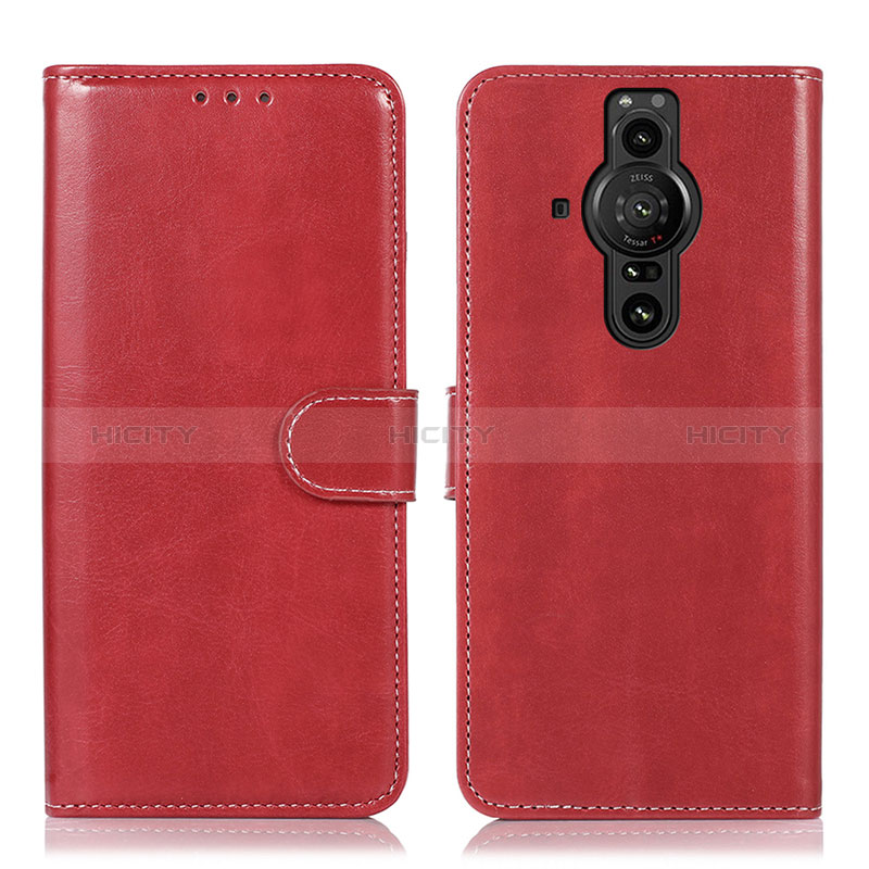 Custodia Portafoglio In Pelle Cover con Supporto D10Y per Sony Xperia PRO-I Rosso