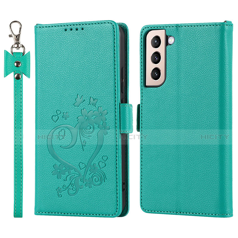 Custodia Portafoglio In Pelle Cover con Supporto D11T per Samsung Galaxy S21 5G Verde