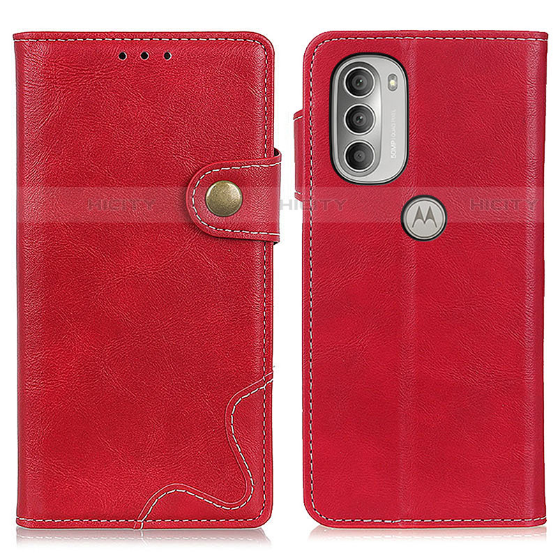 Custodia Portafoglio In Pelle Cover con Supporto DY01 per Motorola Moto G51 5G Rosso
