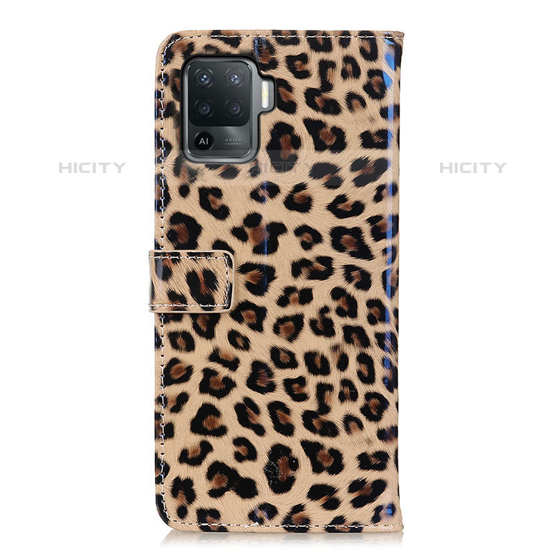 Custodia Portafoglio In Pelle Cover con Supporto DY01 per Oppo F19 Pro Marrone