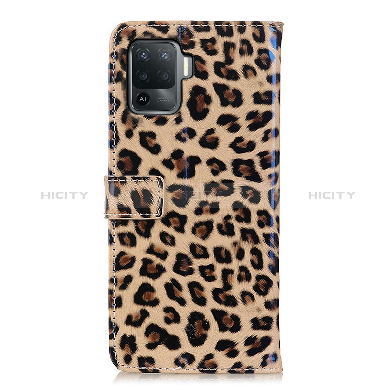 Custodia Portafoglio In Pelle Cover con Supporto DY01 per Oppo Reno5 Lite Marrone