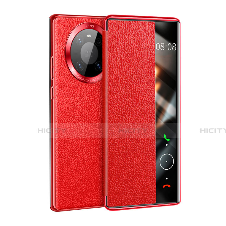 Custodia Portafoglio In Pelle Cover con Supporto F01 per Huawei Mate 40 Rosso