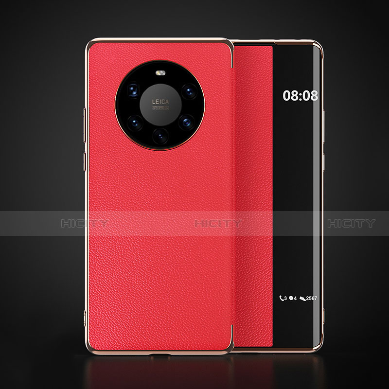 Custodia Portafoglio In Pelle Cover con Supporto F03 per Huawei Mate 40 Pro+ Plus Rosso