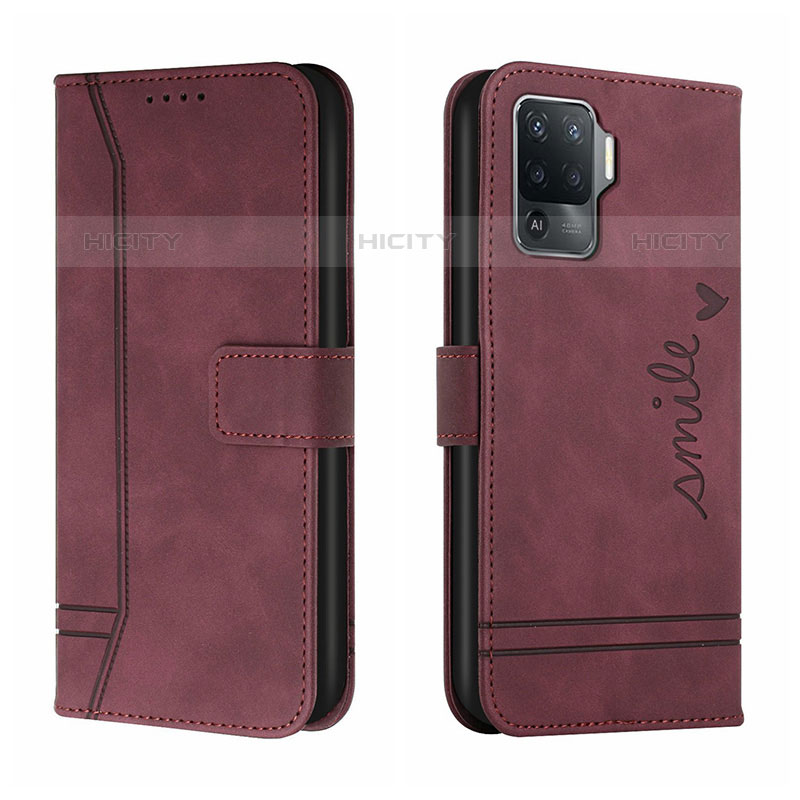 Custodia Portafoglio In Pelle Cover con Supporto H01X per Oppo A94 4G Rosso