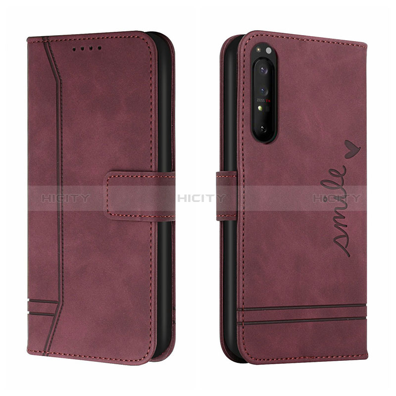 Custodia Portafoglio In Pelle Cover con Supporto H01X per Sony Xperia 5 II Rosso