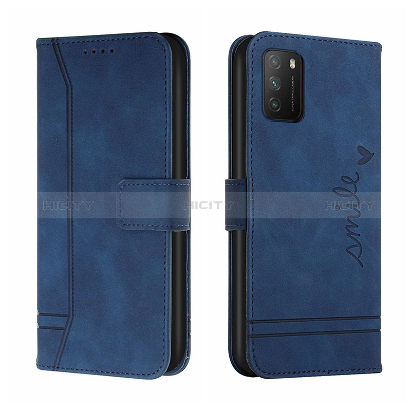 Custodia Portafoglio In Pelle Cover con Supporto H01X per Xiaomi Poco M3 Blu