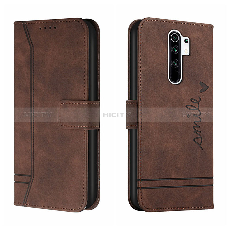 Custodia Portafoglio In Pelle Cover con Supporto H01X per Xiaomi Redmi 9 Marrone