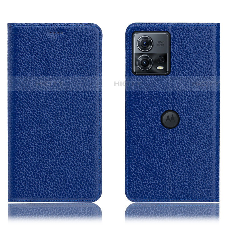 Custodia Portafoglio In Pelle Cover con Supporto H02P per Motorola Moto Edge 30 Fusion 5G Blu