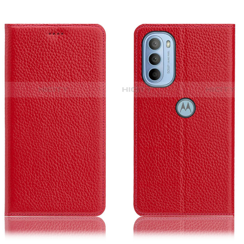 Custodia Portafoglio In Pelle Cover con Supporto H02P per Motorola Moto G31 Rosso