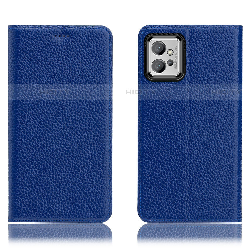 Custodia Portafoglio In Pelle Cover con Supporto H02P per Motorola Moto G32 Blu
