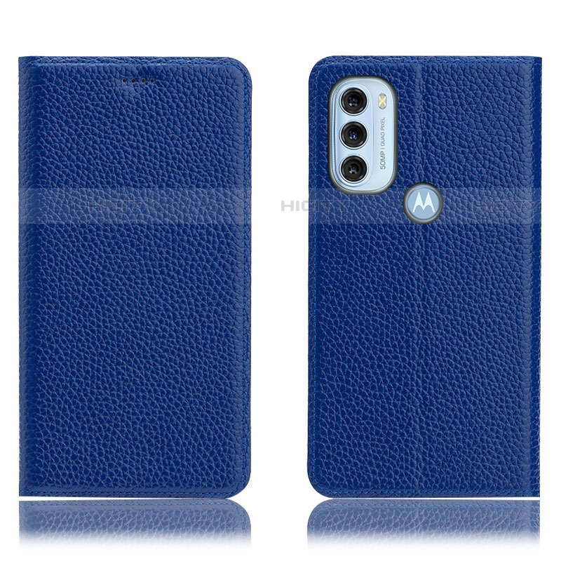 Custodia Portafoglio In Pelle Cover con Supporto H02P per Motorola Moto G71 5G Blu