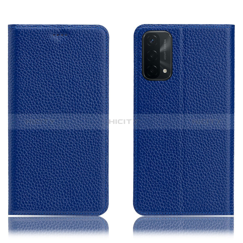 Custodia Portafoglio In Pelle Cover con Supporto H02P per Oppo A54 5G Blu