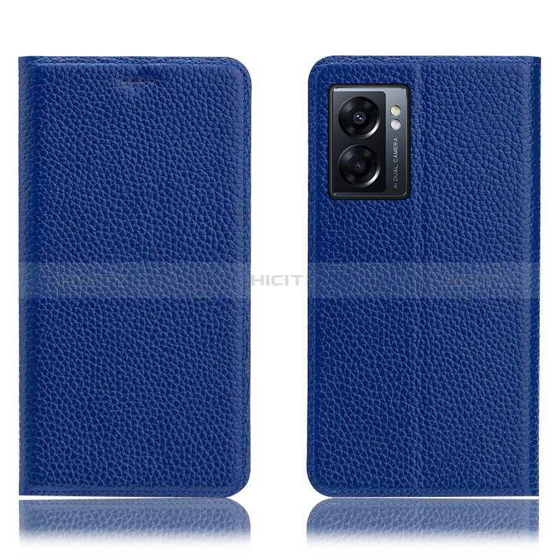 Custodia Portafoglio In Pelle Cover con Supporto H02P per Oppo A56S 5G Blu