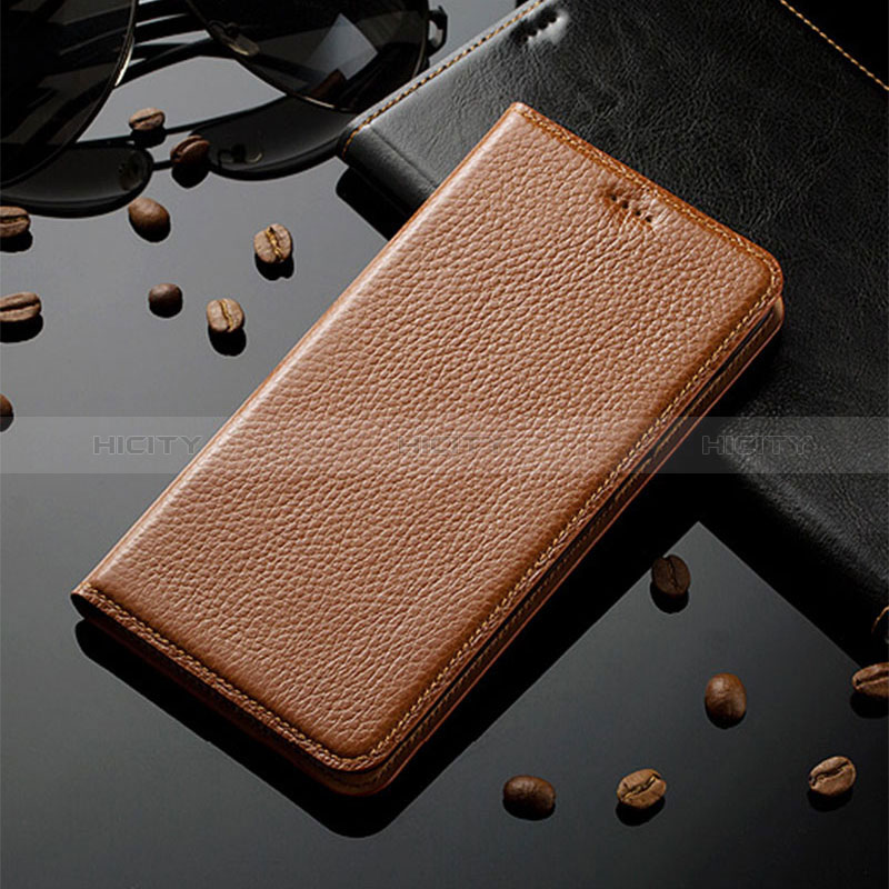 Custodia Portafoglio In Pelle Cover con Supporto H02P per Sony Xperia 10 III Lite Marrone Chiaro