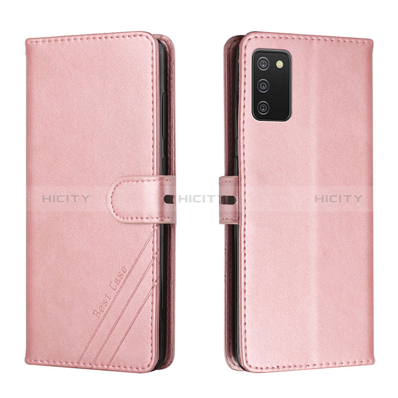 Custodia Portafoglio In Pelle Cover con Supporto H02X per Samsung Galaxy A02s Oro Rosa