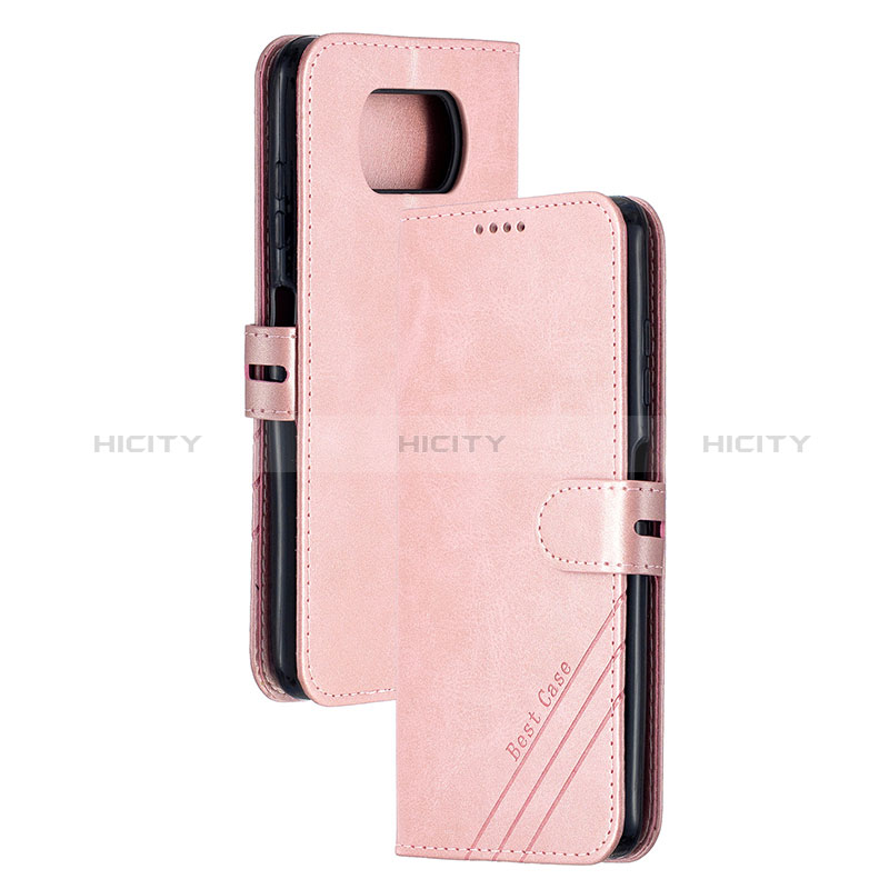 Custodia Portafoglio In Pelle Cover con Supporto H02X per Xiaomi Poco X3 Pro Oro Rosa