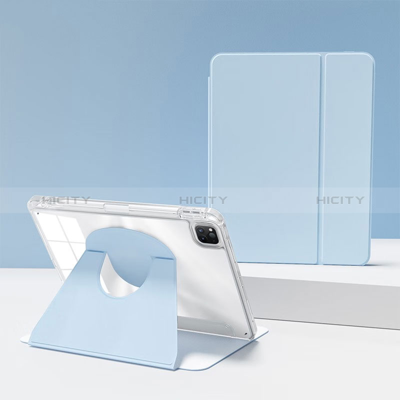 Custodia Portafoglio In Pelle Cover con Supporto H03 per Apple iPad Pro 11 (2020) Azzurro