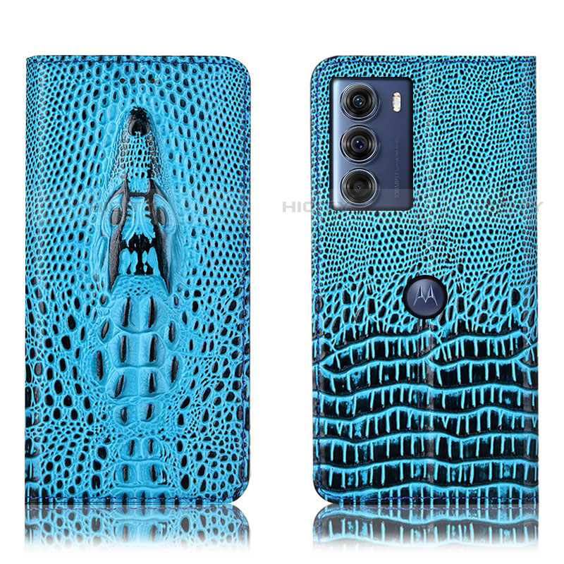 Custodia Portafoglio In Pelle Cover con Supporto H03P per Motorola Moto Edge S30 5G Cielo Blu