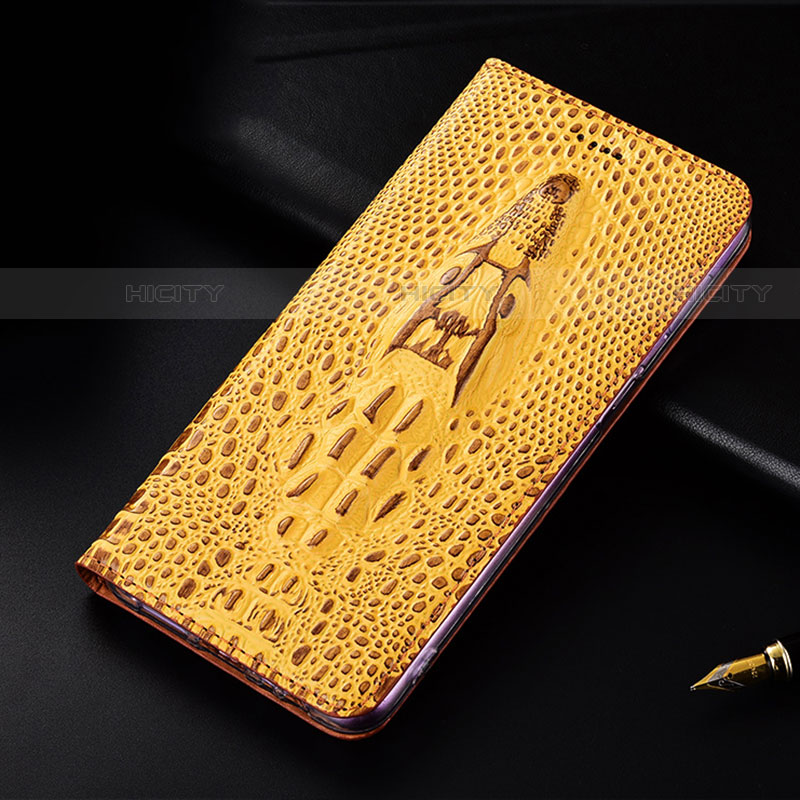 Custodia Portafoglio In Pelle Cover con Supporto H03P per Motorola Moto G40 Fusion Giallo