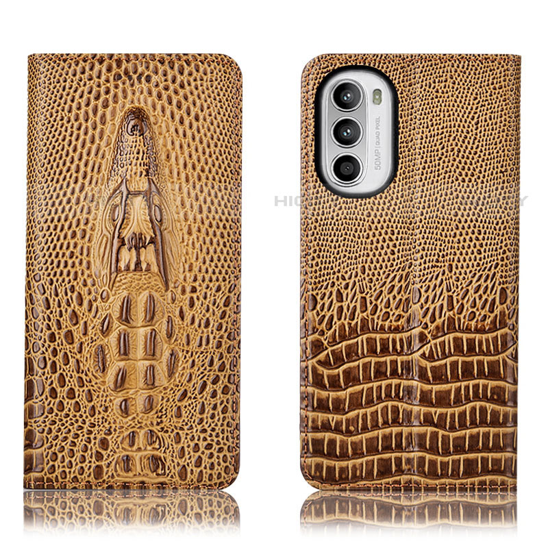 Custodia Portafoglio In Pelle Cover con Supporto H03P per Motorola MOTO G52 Marrone