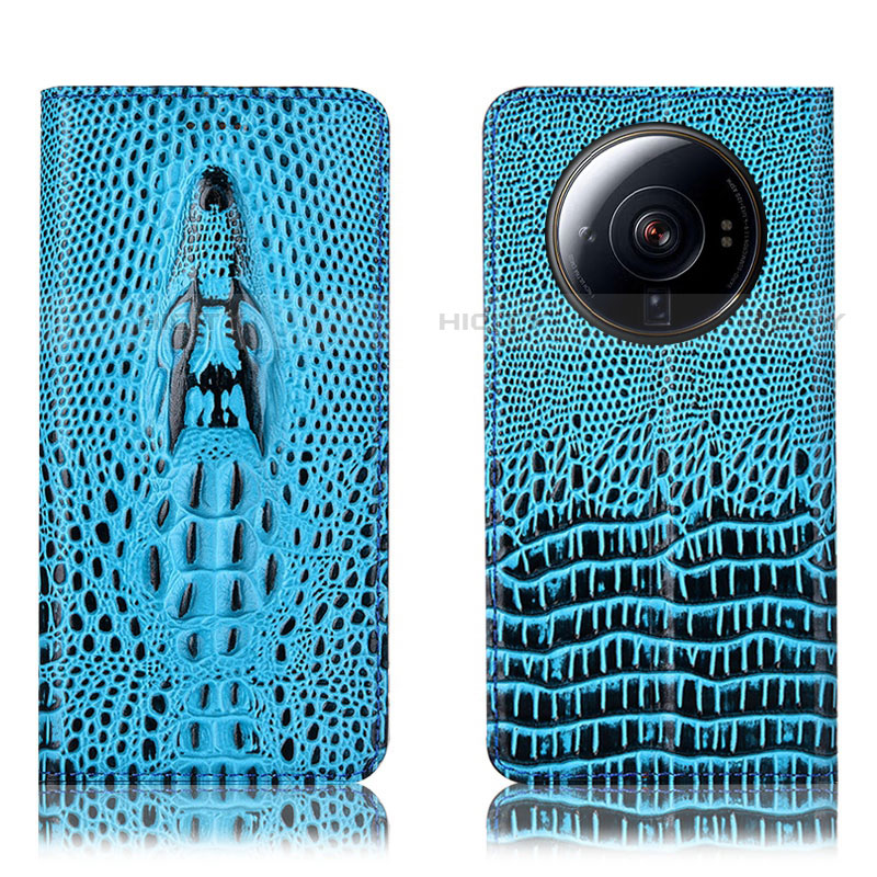 Custodia Portafoglio In Pelle Cover con Supporto H03P per Xiaomi Mi 12S Ultra 5G Cielo Blu