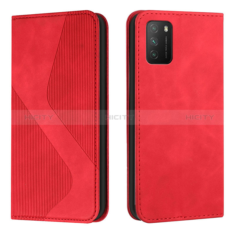 Custodia Portafoglio In Pelle Cover con Supporto H03X per Xiaomi Poco M3 Rosso