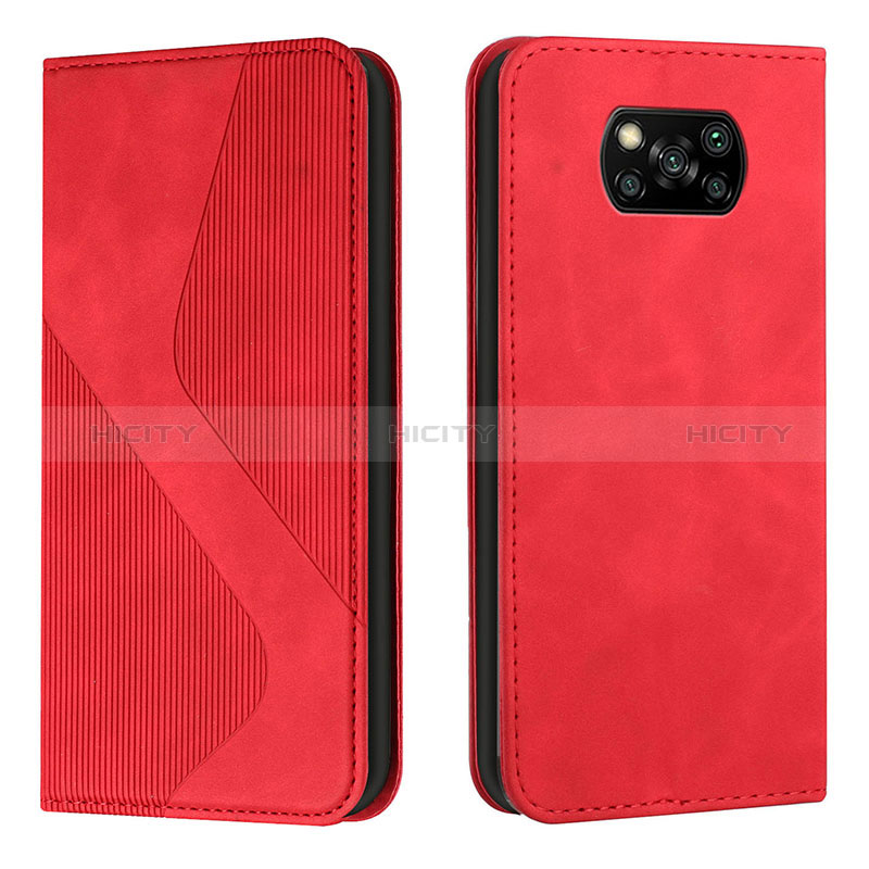 Custodia Portafoglio In Pelle Cover con Supporto H03X per Xiaomi Poco X3 NFC Rosso