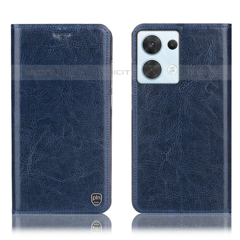 Custodia Portafoglio In Pelle Cover con Supporto H04P per Oppo Reno8 5G Blu