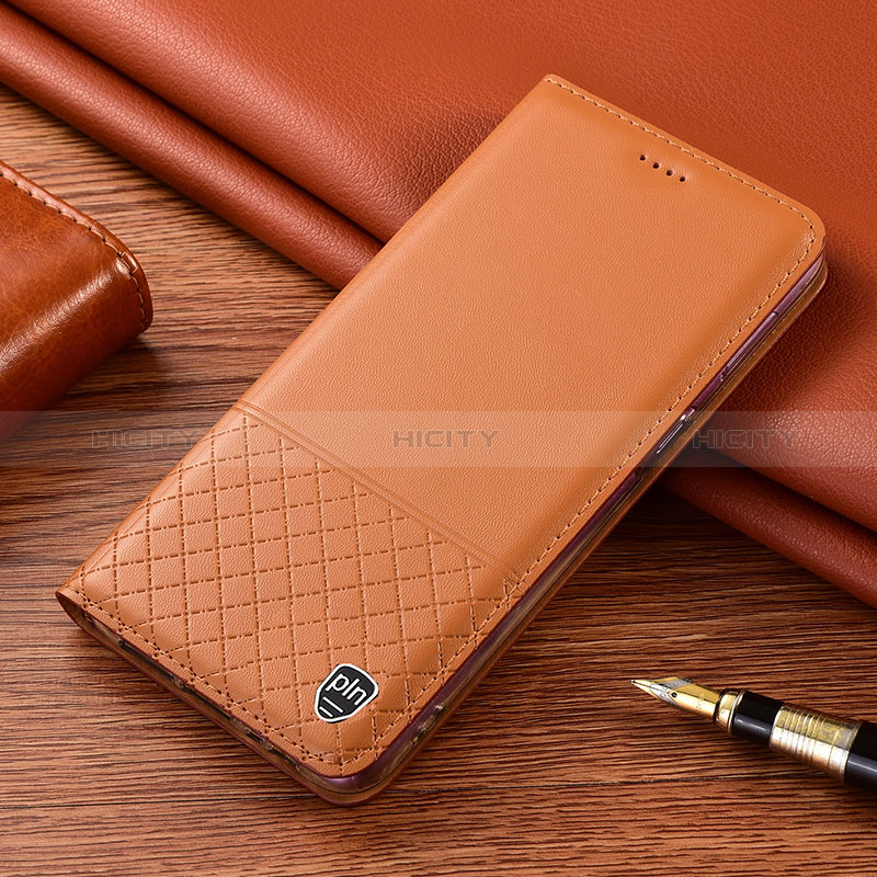 Custodia Portafoglio In Pelle Cover con Supporto H04P per Samsung Galaxy S24 5G Arancione