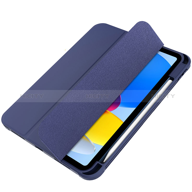 Custodia Portafoglio In Pelle Cover con Supporto H05 per Apple iPad 10.9 (2022) Blu