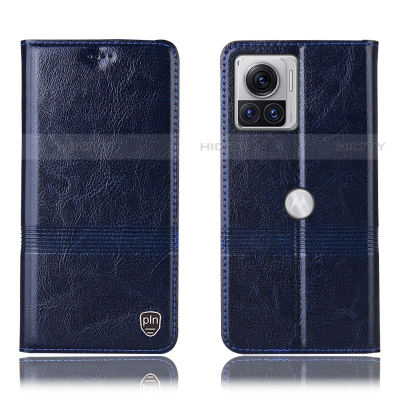 Custodia Portafoglio In Pelle Cover con Supporto H06P per Motorola Moto Edge X30 Pro 5G Blu