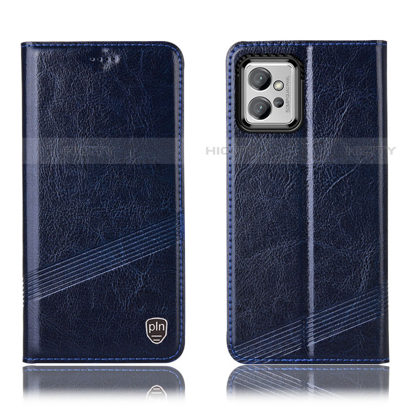 Custodia Portafoglio In Pelle Cover con Supporto H06P per Motorola Moto G32 Blu