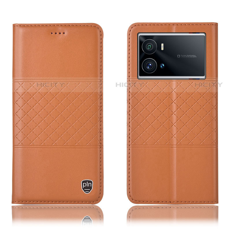 Custodia Portafoglio In Pelle Cover con Supporto H06P per Vivo iQOO 9 Pro 5G Arancione