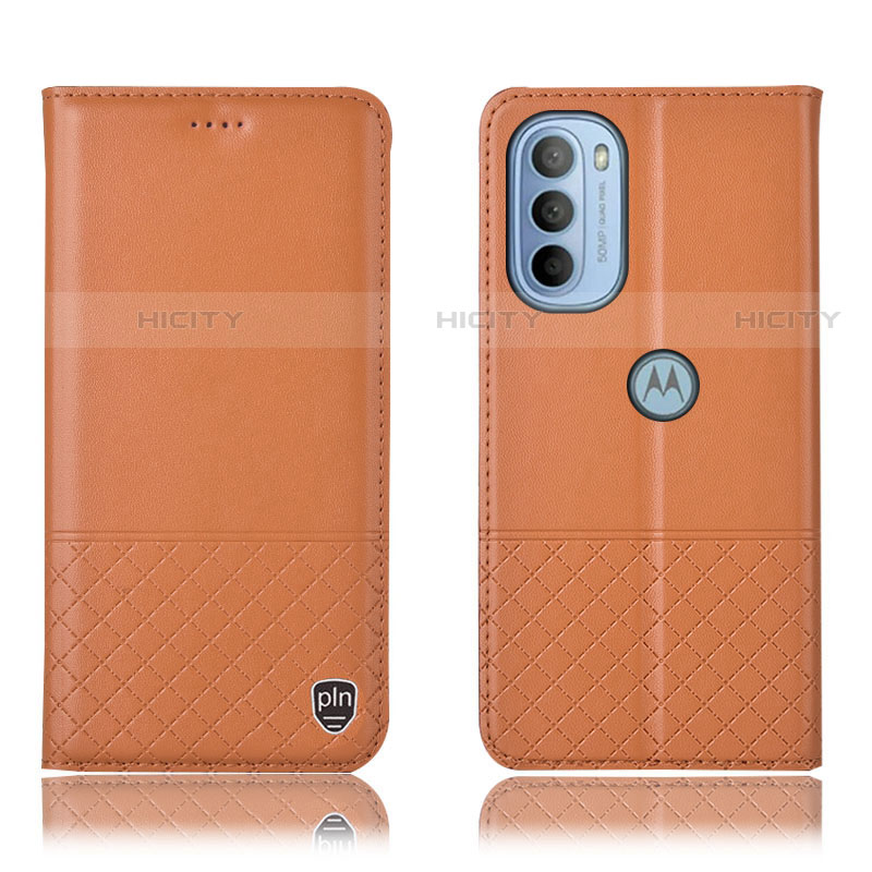 Custodia Portafoglio In Pelle Cover con Supporto H07P per Motorola Moto G41 Arancione