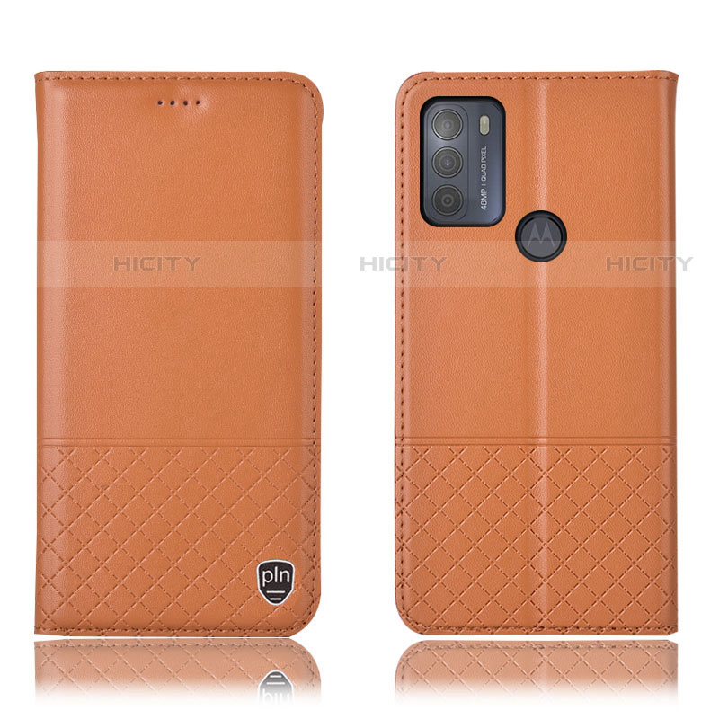 Custodia Portafoglio In Pelle Cover con Supporto H07P per Motorola Moto G50 Arancione