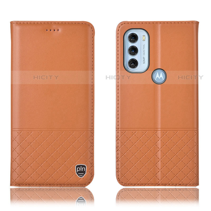 Custodia Portafoglio In Pelle Cover con Supporto H07P per Motorola Moto G71 5G Arancione
