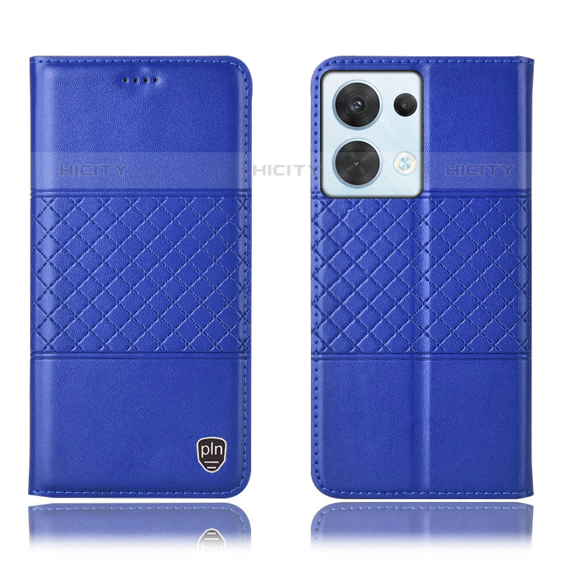 Custodia Portafoglio In Pelle Cover con Supporto H07P per Oppo Reno8 5G Blu