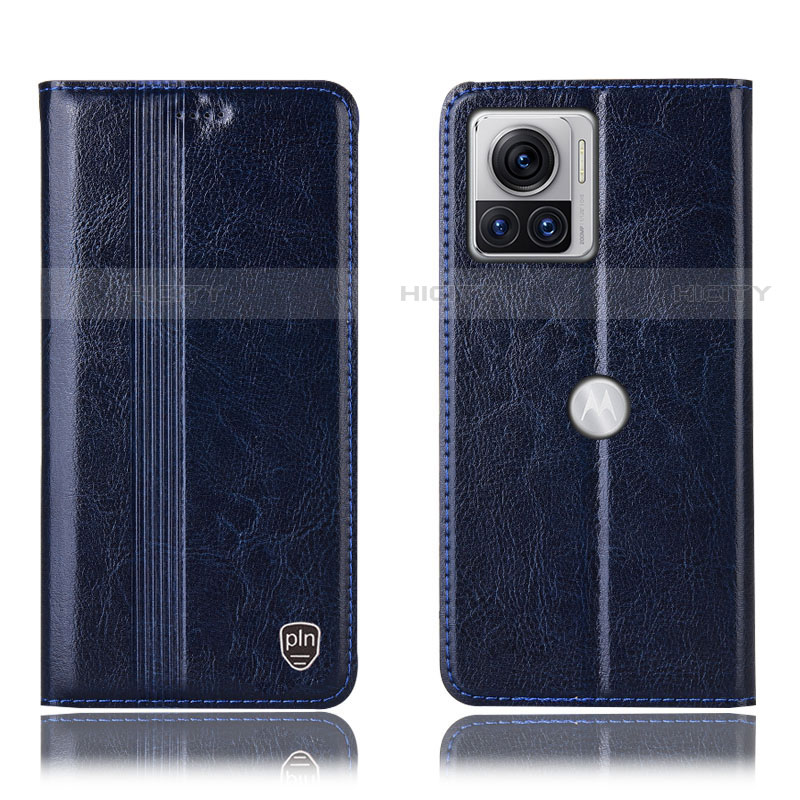 Custodia Portafoglio In Pelle Cover con Supporto H09P per Motorola Moto Edge X30 Pro 5G Blu