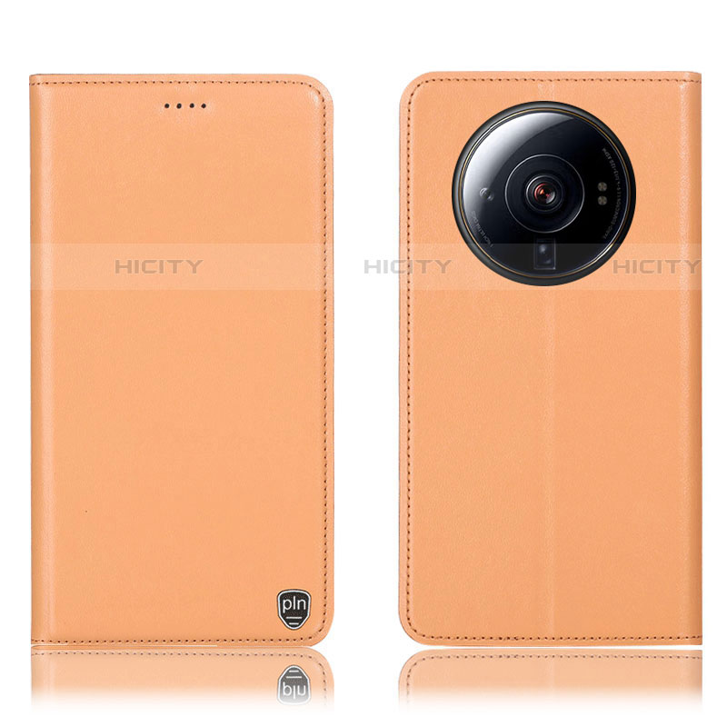 Custodia Portafoglio In Pelle Cover con Supporto H09P per Xiaomi Mi 12 Ultra 5G Arancione