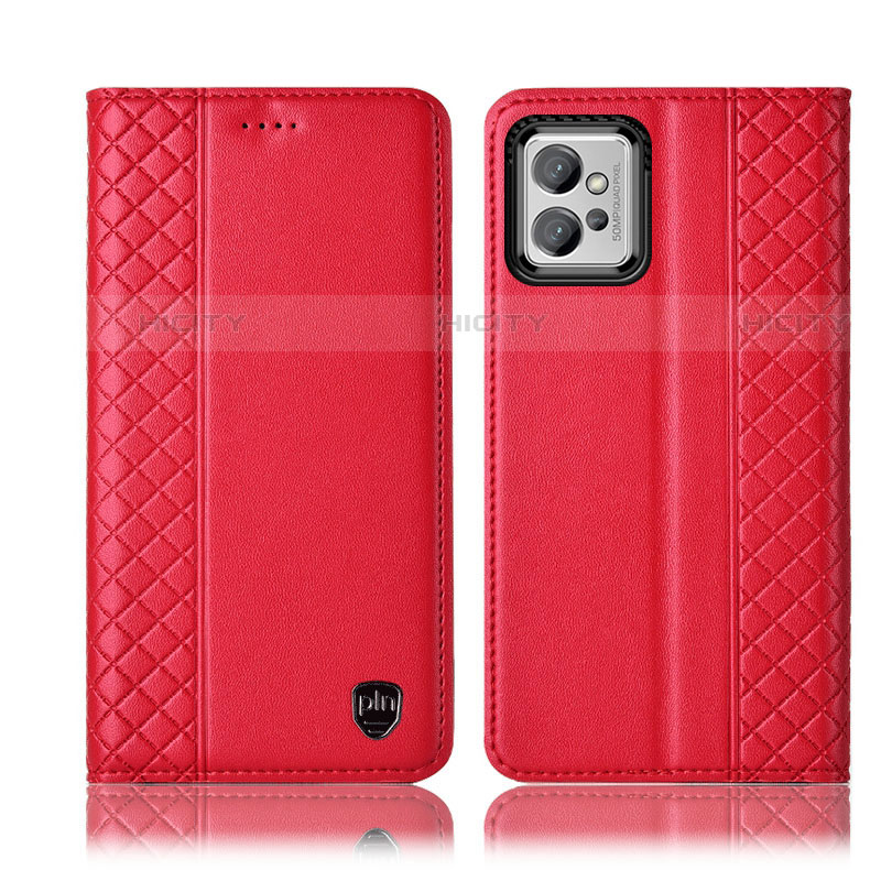 Custodia Portafoglio In Pelle Cover con Supporto H10P per Motorola Moto G32 Rosso
